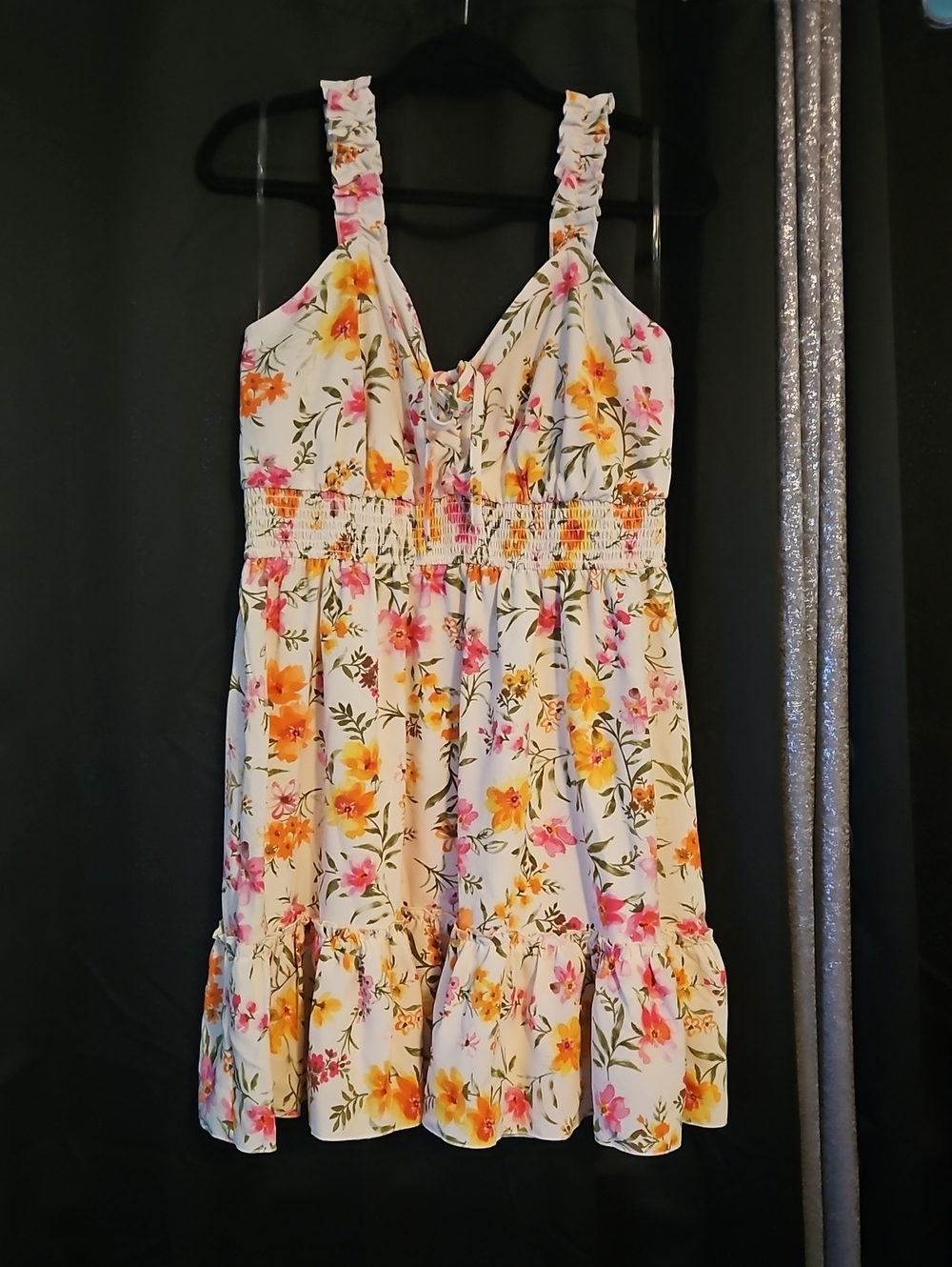 NWT Inspired Hearts White Floral Dress with Pink and Yellow Blooms 2x